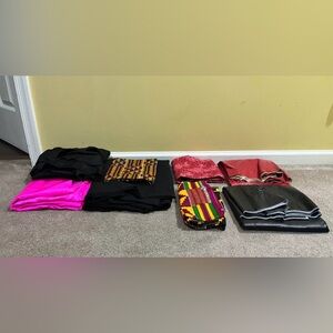 Mixed Fabric Lot with Bright Pink, Black, Red and Kente Accents